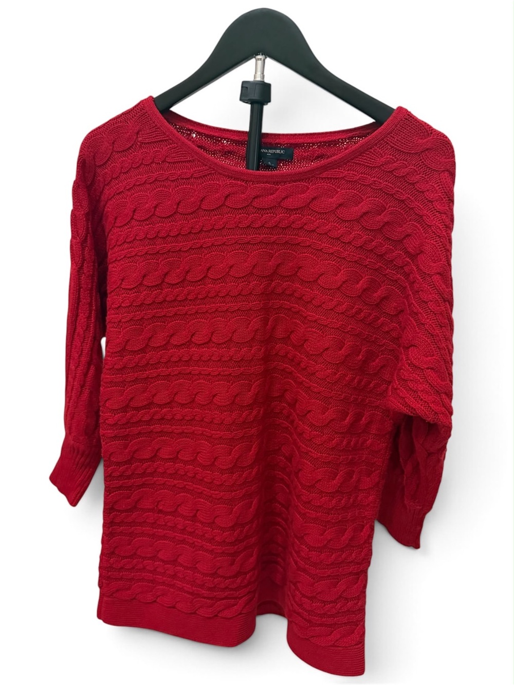 Banana Republic Red Cable Knit Crew Neck Sweater
